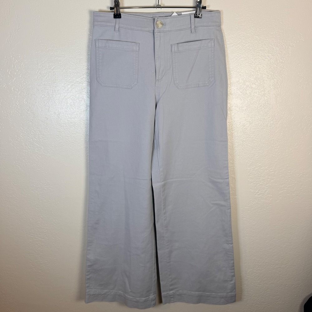 NEW LOFT Womens 6 Palmer Wide Leg High Rise Pants Light Grey Minimalist Coastal